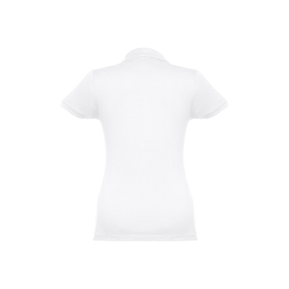 THC EVE WH. Polo manches courtes ceinturé pour femme en coton cardé