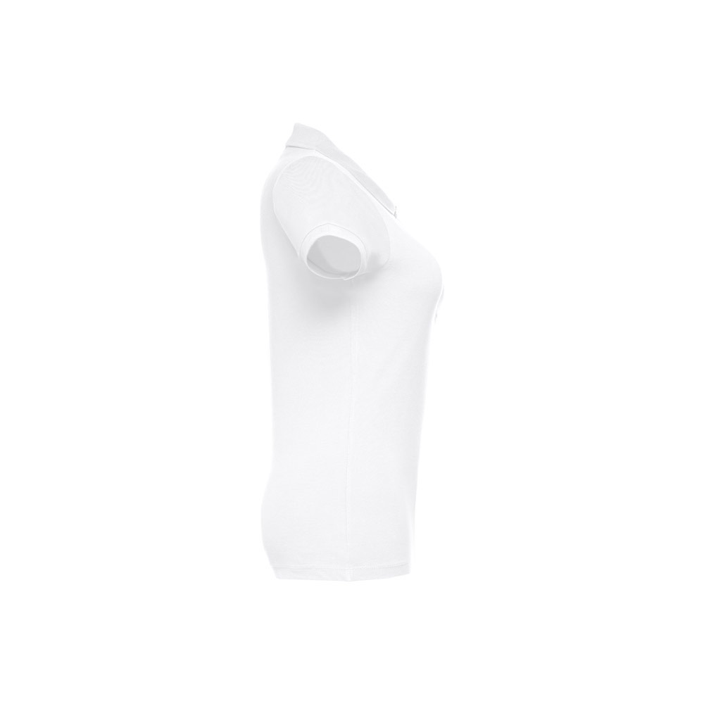 THC EVE WH. Polo manches courtes ceinturé pour femme en coton cardé
