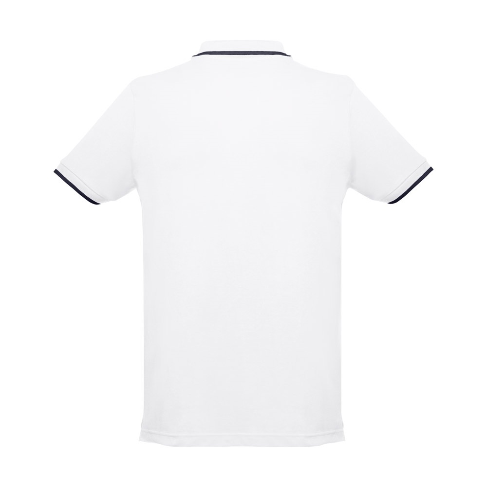 THC ROME WH. Polo en coton bicolore pour homme. Couleur blanche
