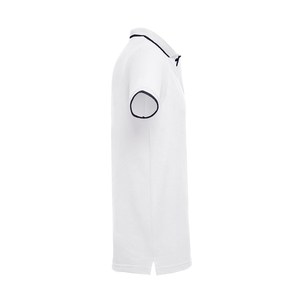 THC ROME WH. Polo en coton bicolore pour homme. Couleur blanche