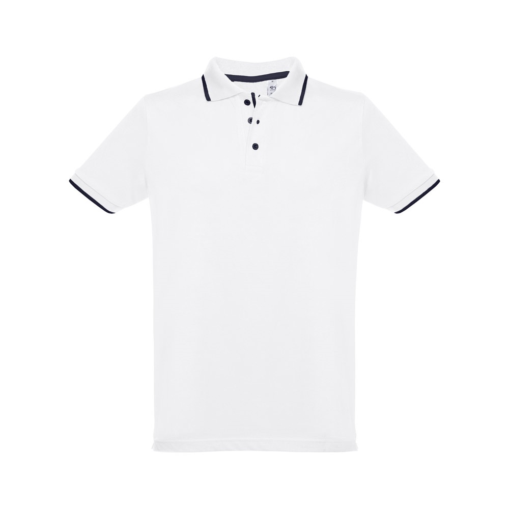 THC ROME WH. Polo bicolor para homem em algodão. Cor branca