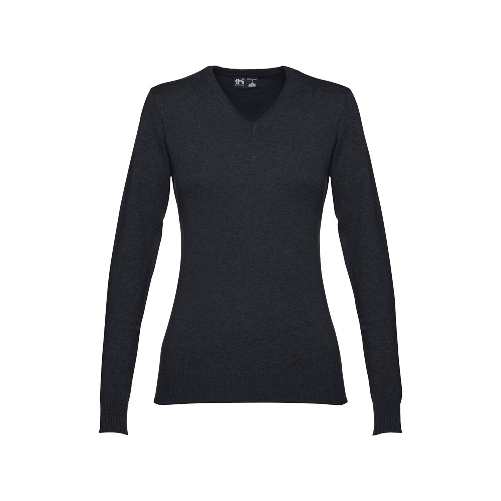 THC MILAN WOMEN. Pullover com decote em" V" para senhora em algodão e poliamida