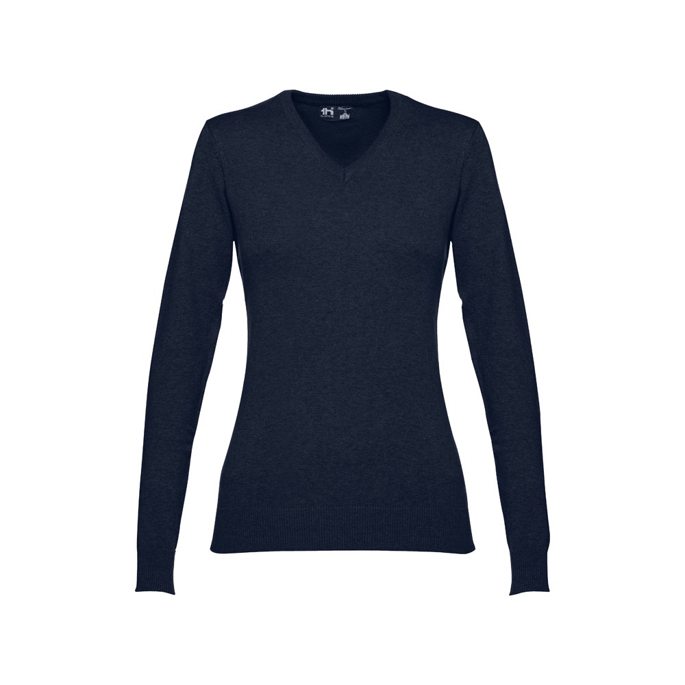THC MILAN WOMEN. Pullover com decote em" V" para senhora em algodão e poliamida