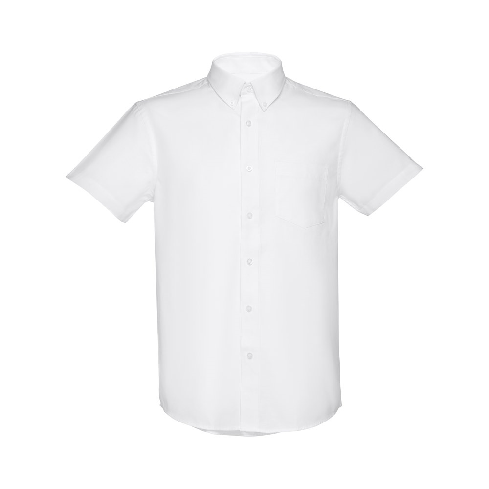 THC LONDON WH. Camisa oxford de manga curta para homem. Cor branca