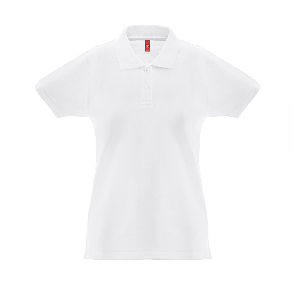 THC MONACO WOMEN WH. Polo de manga curta para mulher em algodão cardado