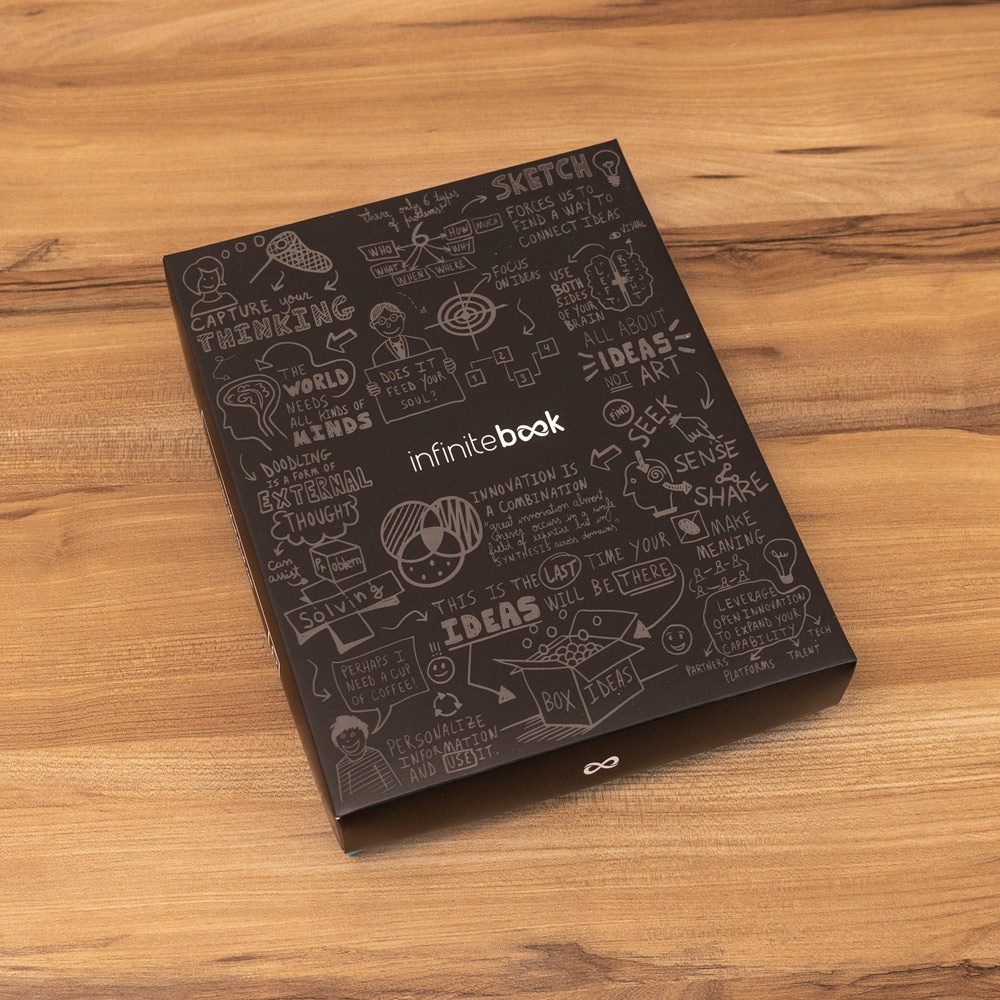 FLEXIBLE A5 STARTER KIT - FULL COLOUR. Kit de démarrage A5 « Infinitebook » avec couverture souple, permettant une personnalisation « Full Colour » sur la couverture et au dos
