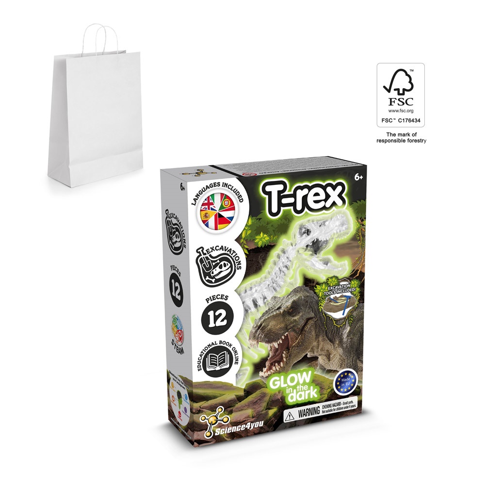 Fossil Excavation Kit II. Jeu éducatif livré avec un sac cadeau en papier kraft (90 g/m²), fabriqué à partir de matériaux certifiés FSC™ et d'autres matériaux certifiés