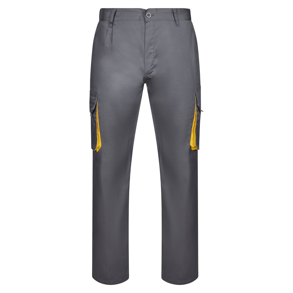 VL HYPNOS. Calças bicolor em sarja multibolsos (200g/m²), em algodão (35%) e poliéster (65%)