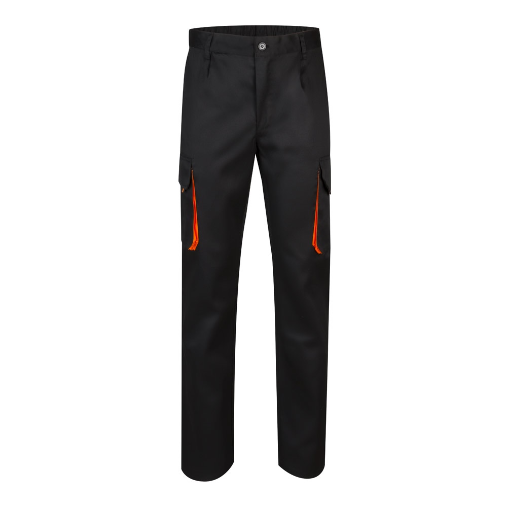 VL HYPNOS. Calças bicolor em sarja multibolsos (200g/m²), em algodão (35%) e poliéster (65%)