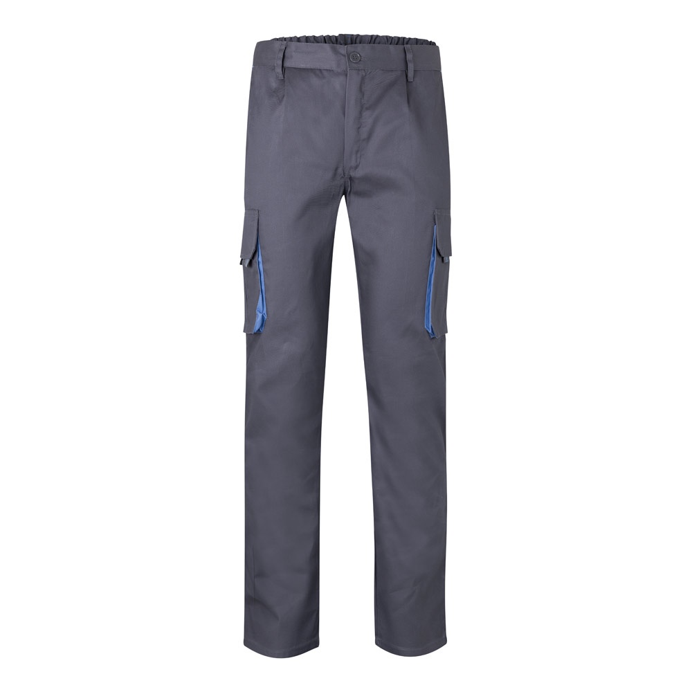 VL HYPNOS. Calças bicolor em sarja multibolsos (200g/m²), em algodão (35%) e poliéster (65%)