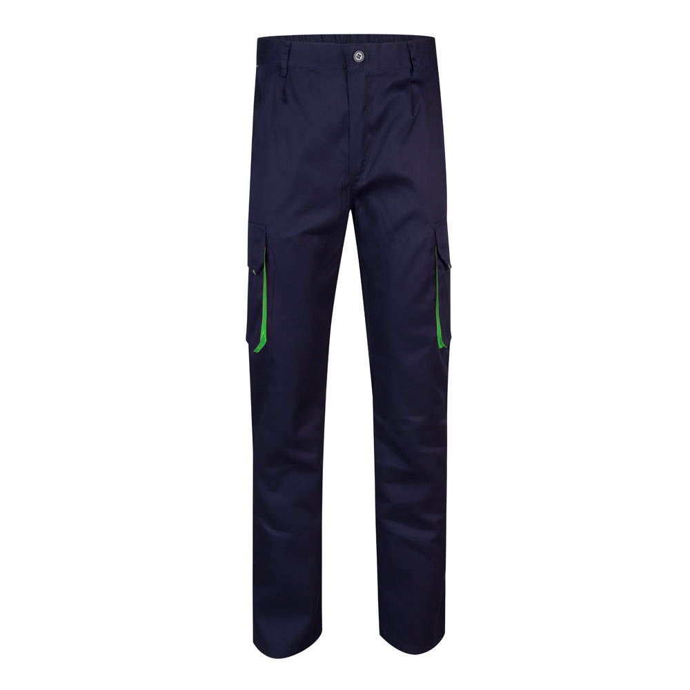 VL HYPNOS. Calças bicolor em sarja multibolsos (200g/m²), em algodão (35%) e poliéster (65%)