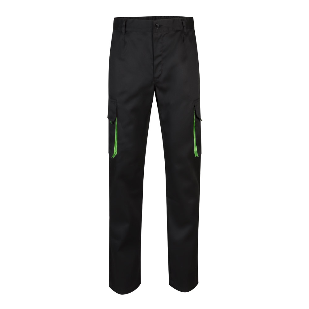 VL HYPNOS. Calças bicolor em sarja multibolsos (200g/m²), em algodão (35%) e poliéster (65%)