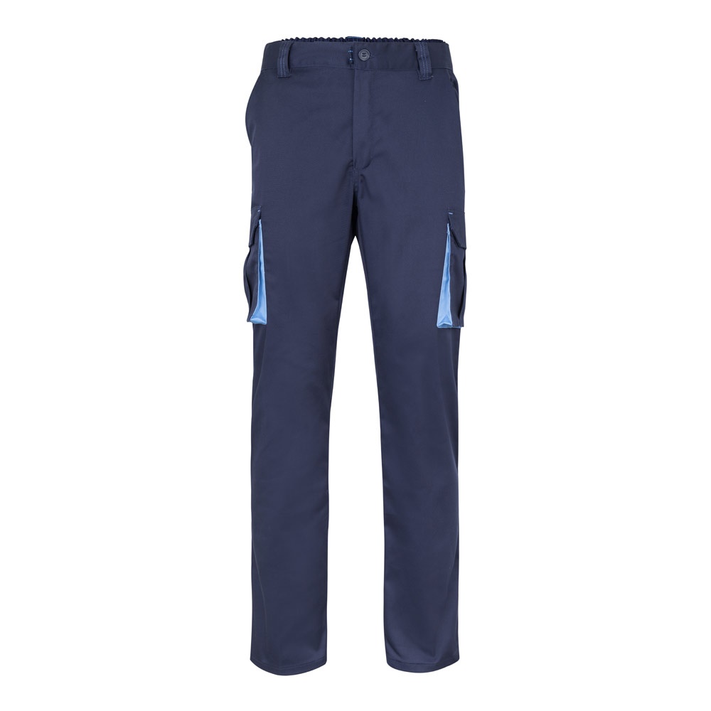 VL HYPNOS. Calças bicolor em sarja multibolsos (200g/m²), em algodão (35%) e poliéster (65%)