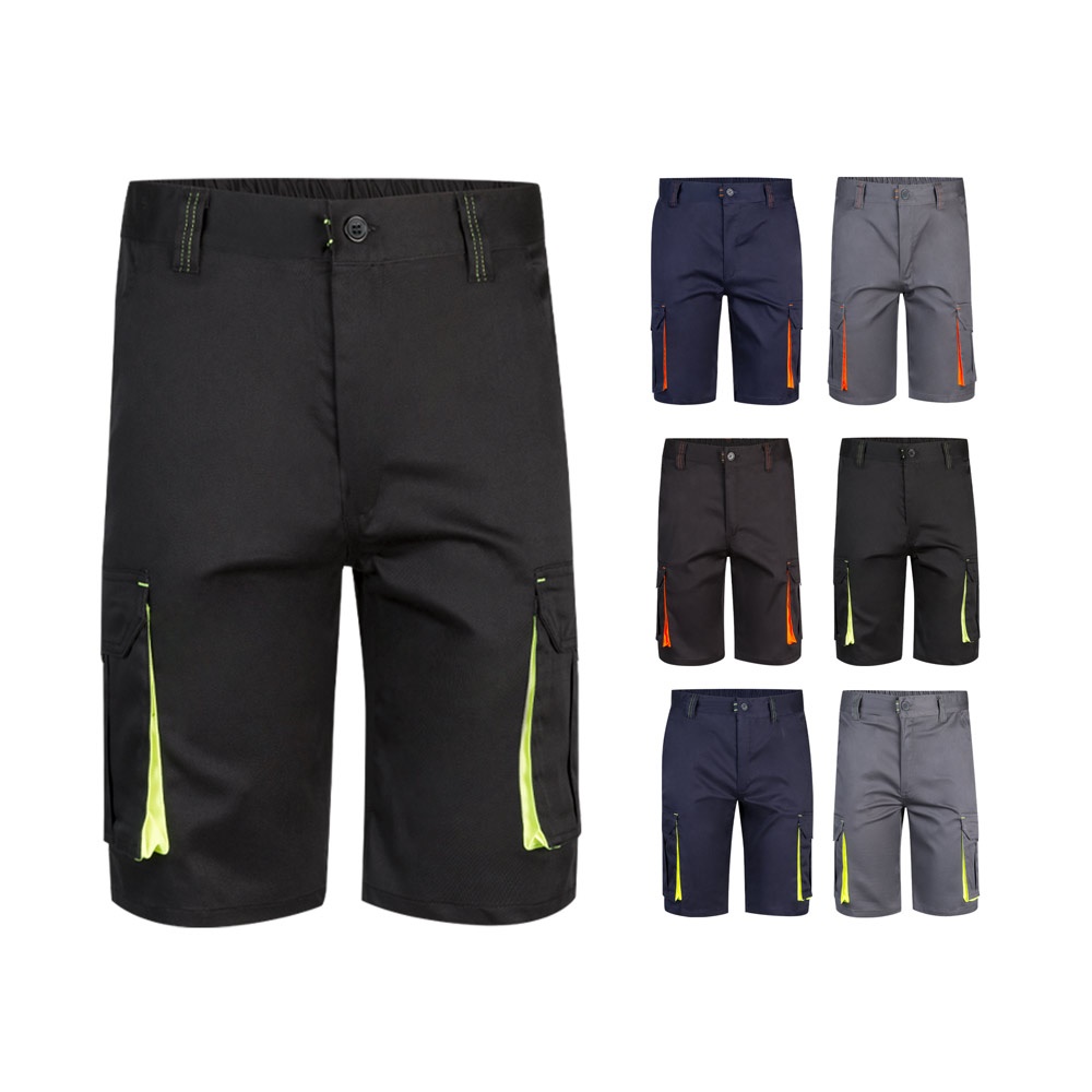 VL HEMERA. Bermudas stretch bicolor multibolsos (240g/m²), em algodão (46%), EME (38%) e poliéster (16%)