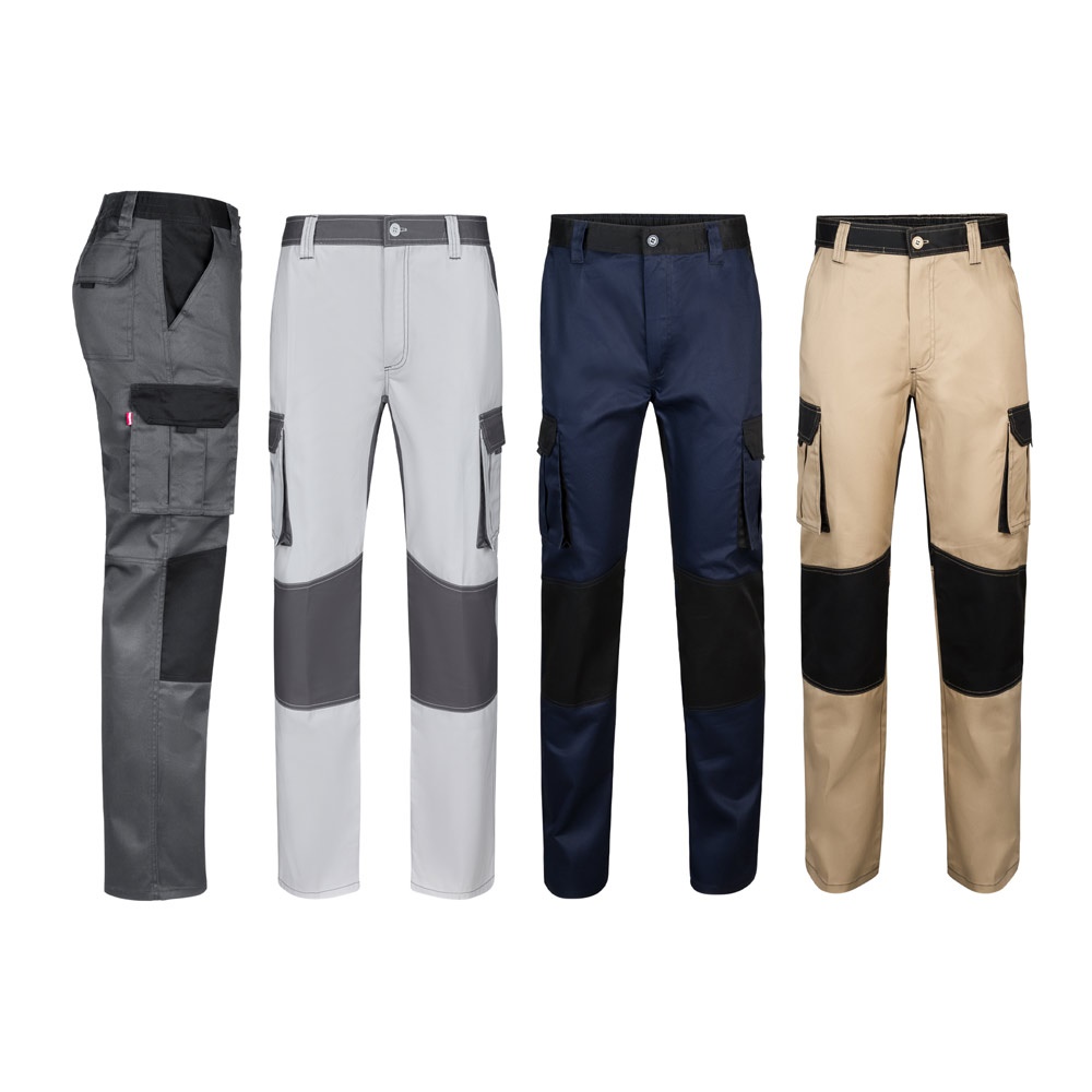 VL NJORD. Calças bicolor em sarja multibolsos (240 g/m²), em algodão (35%) e poliéster (65%)