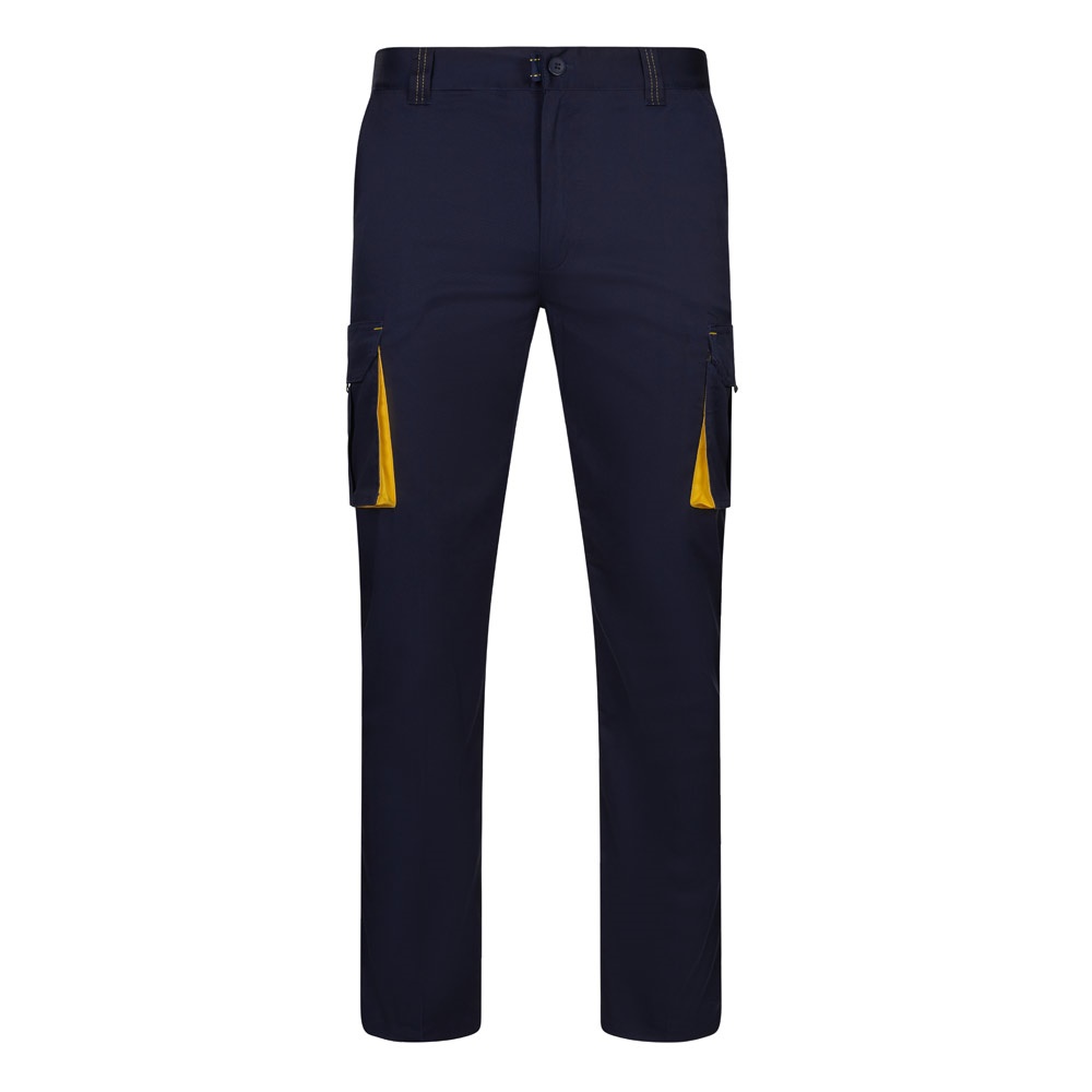 VL FIDES. Calças stretch bicolor multibolsos (240g/m²), em algodão (46%), EME (38%) e poliéster (16%)