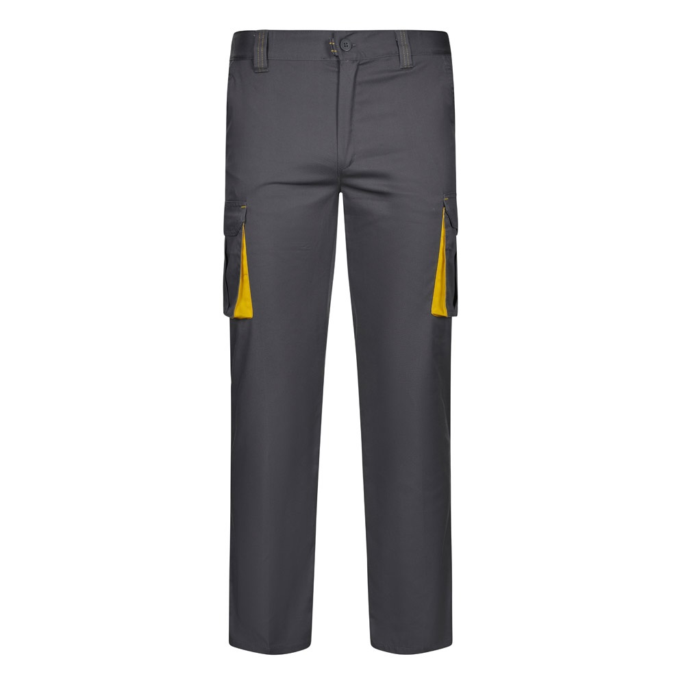 VL FIDES. Calças stretch bicolor multibolsos (240g/m²), em algodão (46%), EME (38%) e poliéster (16%)