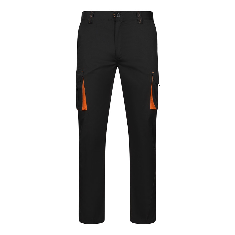 VL FIDES. Calças stretch bicolor multibolsos (240g/m²), em algodão (46%), EME (38%) e poliéster (16%)