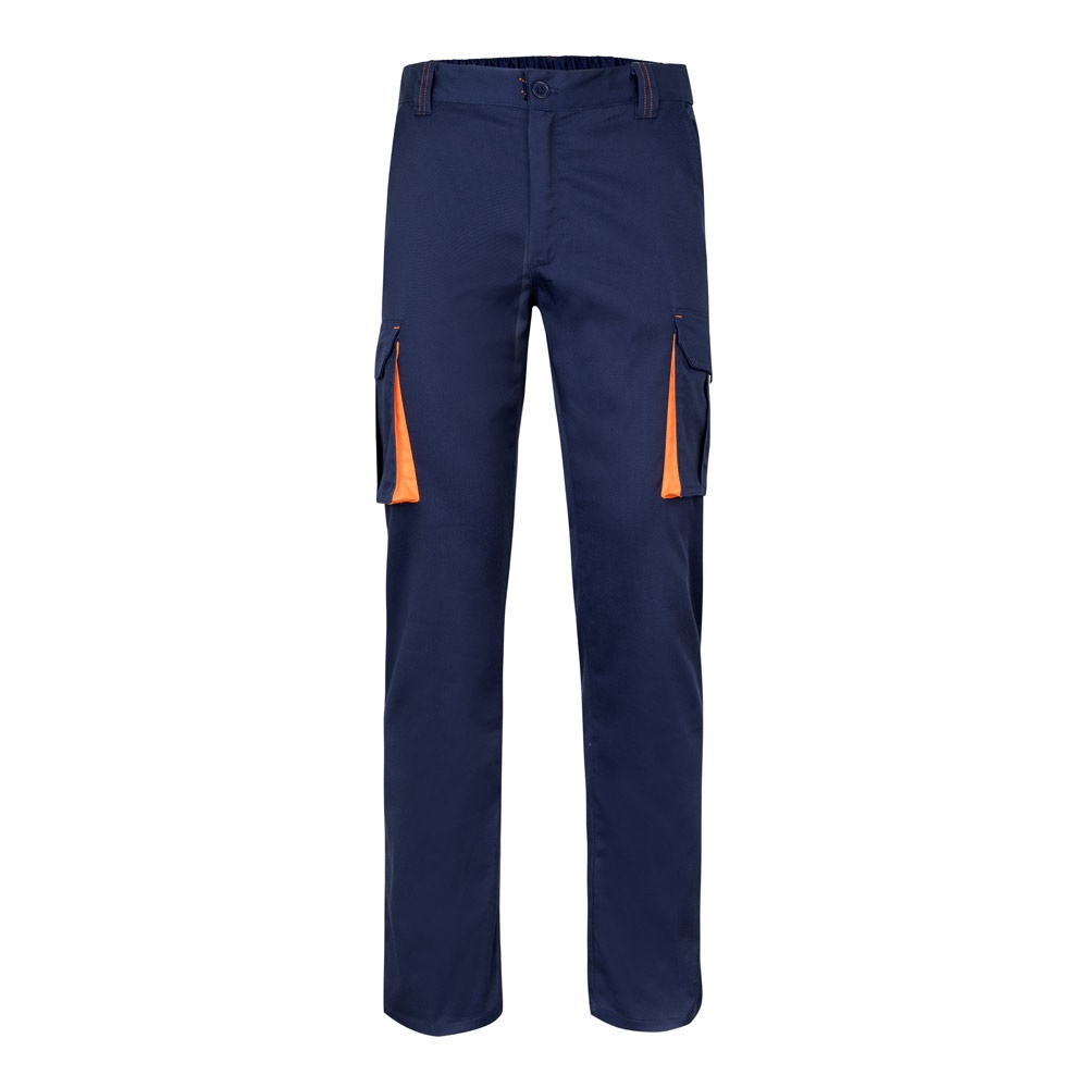 VL FIDES. Calças stretch bicolor multibolsos (240g/m²), em algodão (46%), EME (38%) e poliéster (16%)