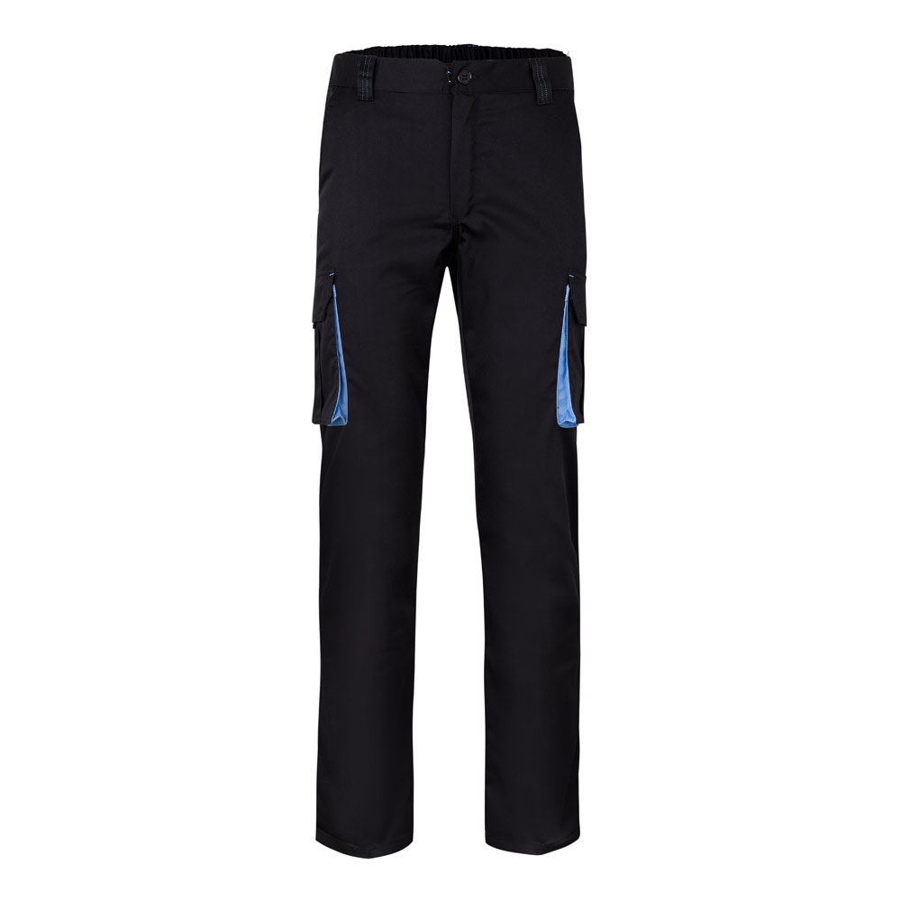 VL FIDES. Calças stretch bicolor multibolsos (240g/m²), em algodão (46%), EME (38%) e poliéster (16%)