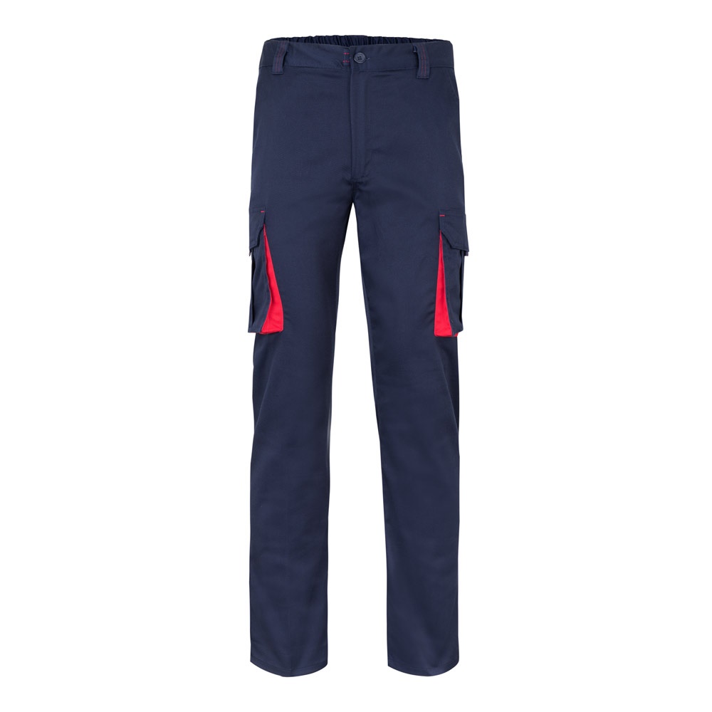 VL FIDES. Calças stretch bicolor multibolsos (240g/m²), em algodão (46%), EME (38%) e poliéster (16%)