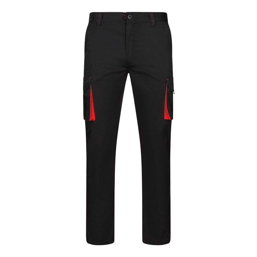VL FIDES. Calças stretch bicolor multibolsos (240g/m²), em algodão (46%), EME (38%) e poliéster (16%)