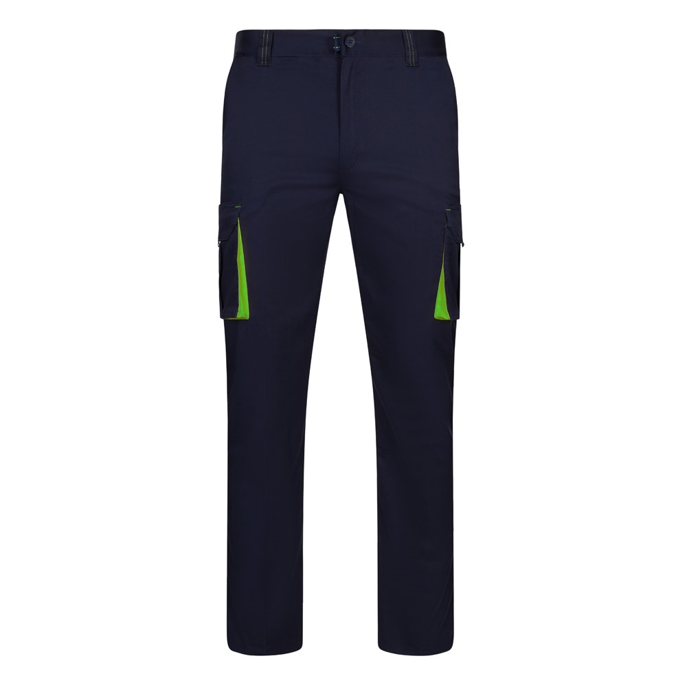 VL FIDES. Calças stretch bicolor multibolsos (240g/m²), em algodão (46%), EME (38%) e poliéster (16%)