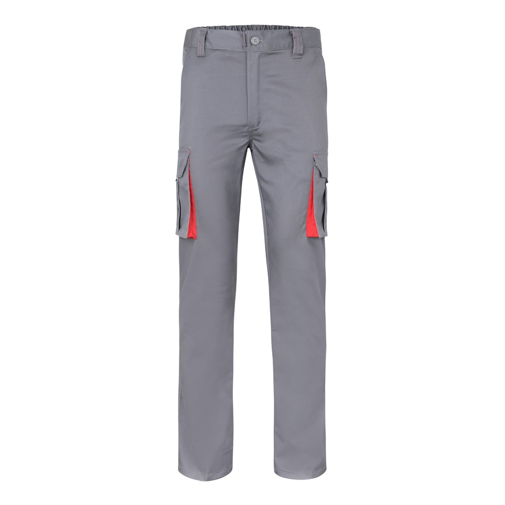 VL FIDES. Calças stretch bicolor multibolsos (240g/m²), em algodão (46%), EME (38%) e poliéster (16%)