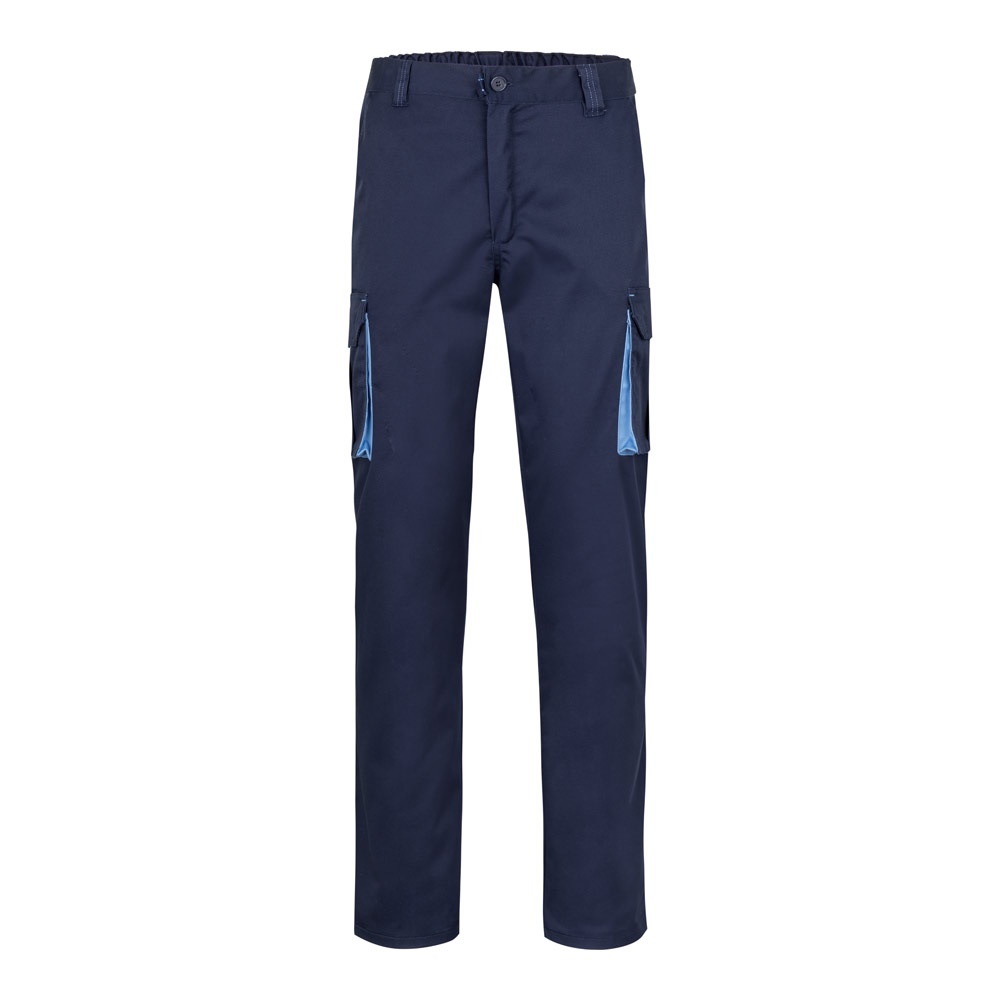 VL FIDES. Calças stretch bicolor multibolsos (240g/m²), em algodão (46%), EME (38%) e poliéster (16%)
