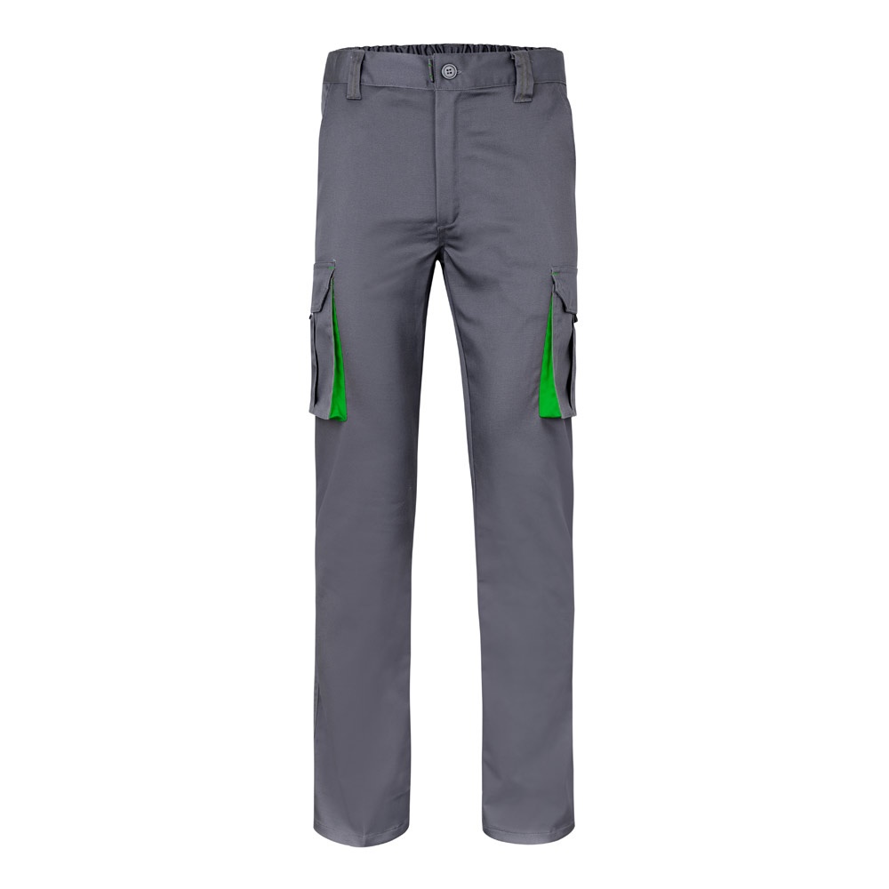 VL FIDES. Calças stretch bicolor multibolsos (240g/m²), em algodão (46%), EME (38%) e poliéster (16%)