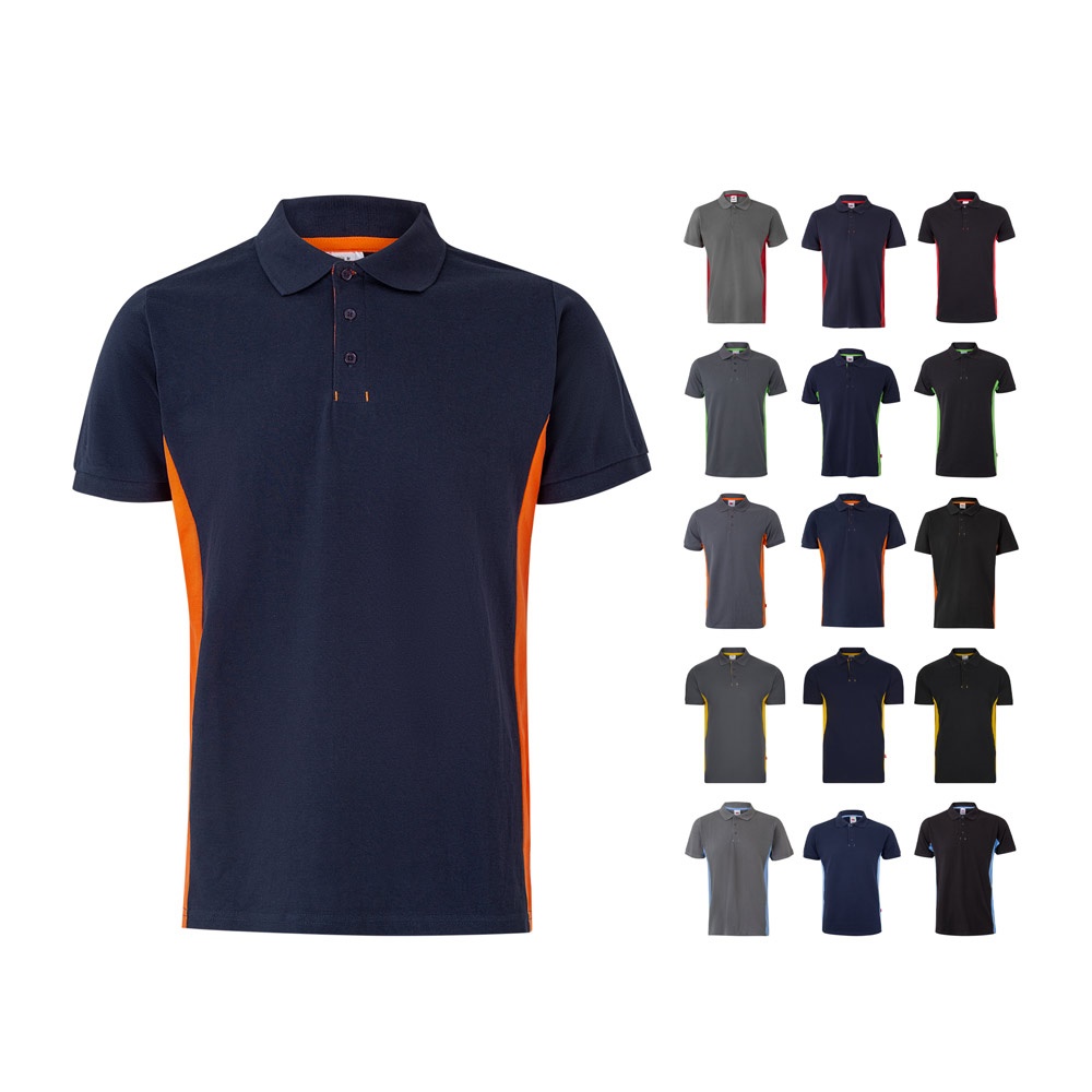 VL SUPAY. Polo piqué bicolor (180g/m²) manga curta, em algodão (60%) e poliéster (40%)