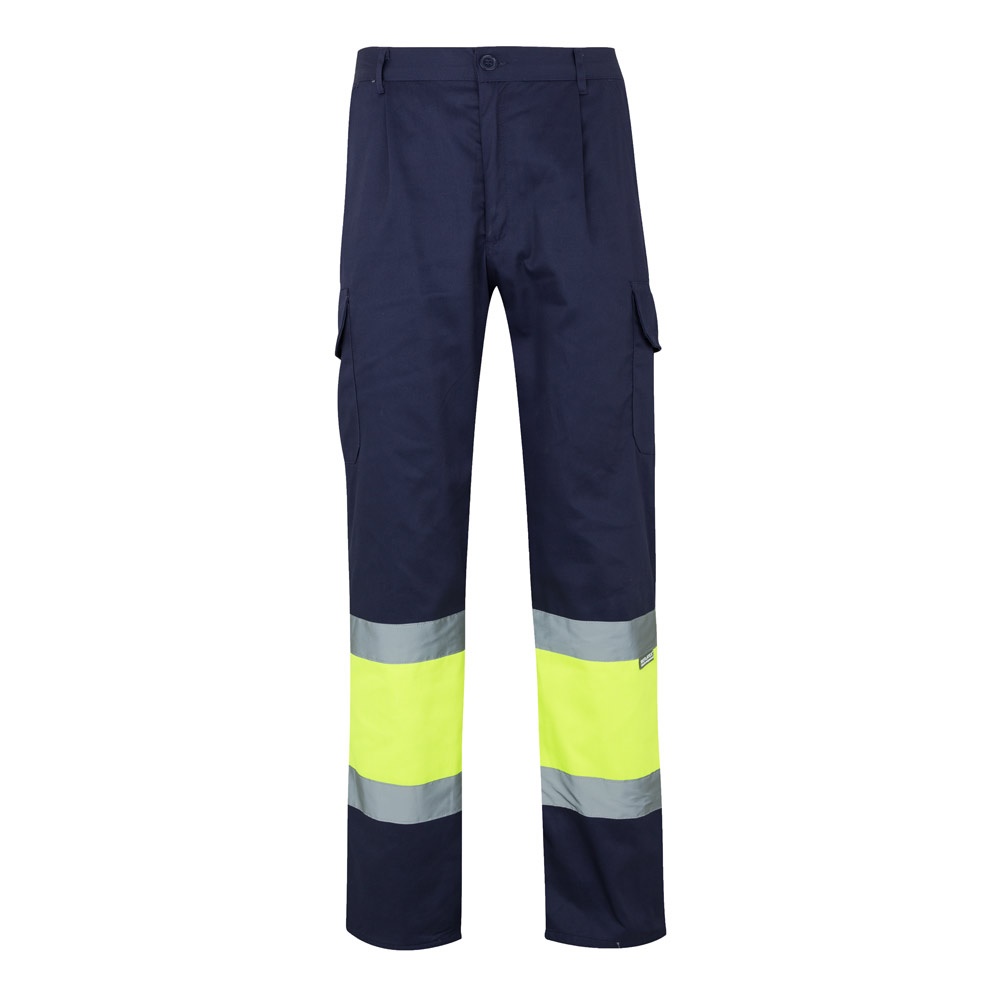 VL ATHENA. Calças bicolor em sarja (210g/m²), forradas, multibolsos, em algodão (20%) e poliéster (80%)