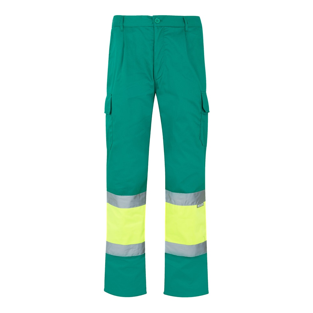 VL ATHENA. Calças bicolor em sarja (210g/m²), forradas, multibolsos, em algodão (20%) e poliéster (80%)