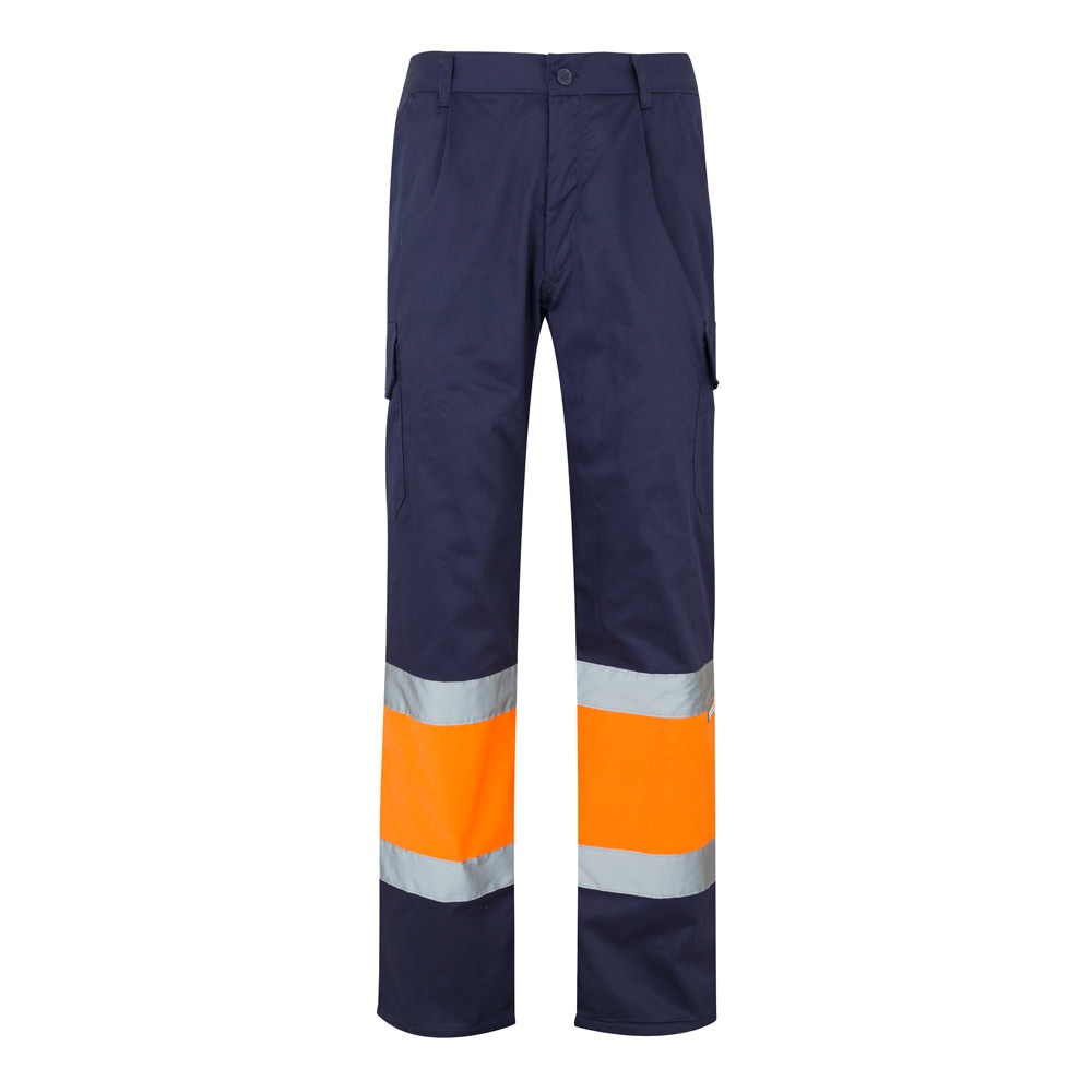 VL POSEIDON. Calças bicolor em sarja multibolsos (210g/m²), em algodão (20%) e poliéster (80%)