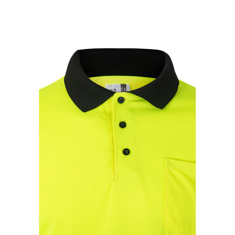 VL VULCAN LARGE. Polo bicolore (160g/m²) à manches longues, en polyester (100%)