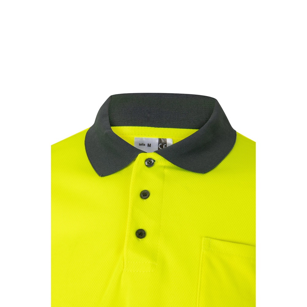 VL VULCAN LARGE. Polo bicolore (160g/m²) à manches longues, en polyester (100%)