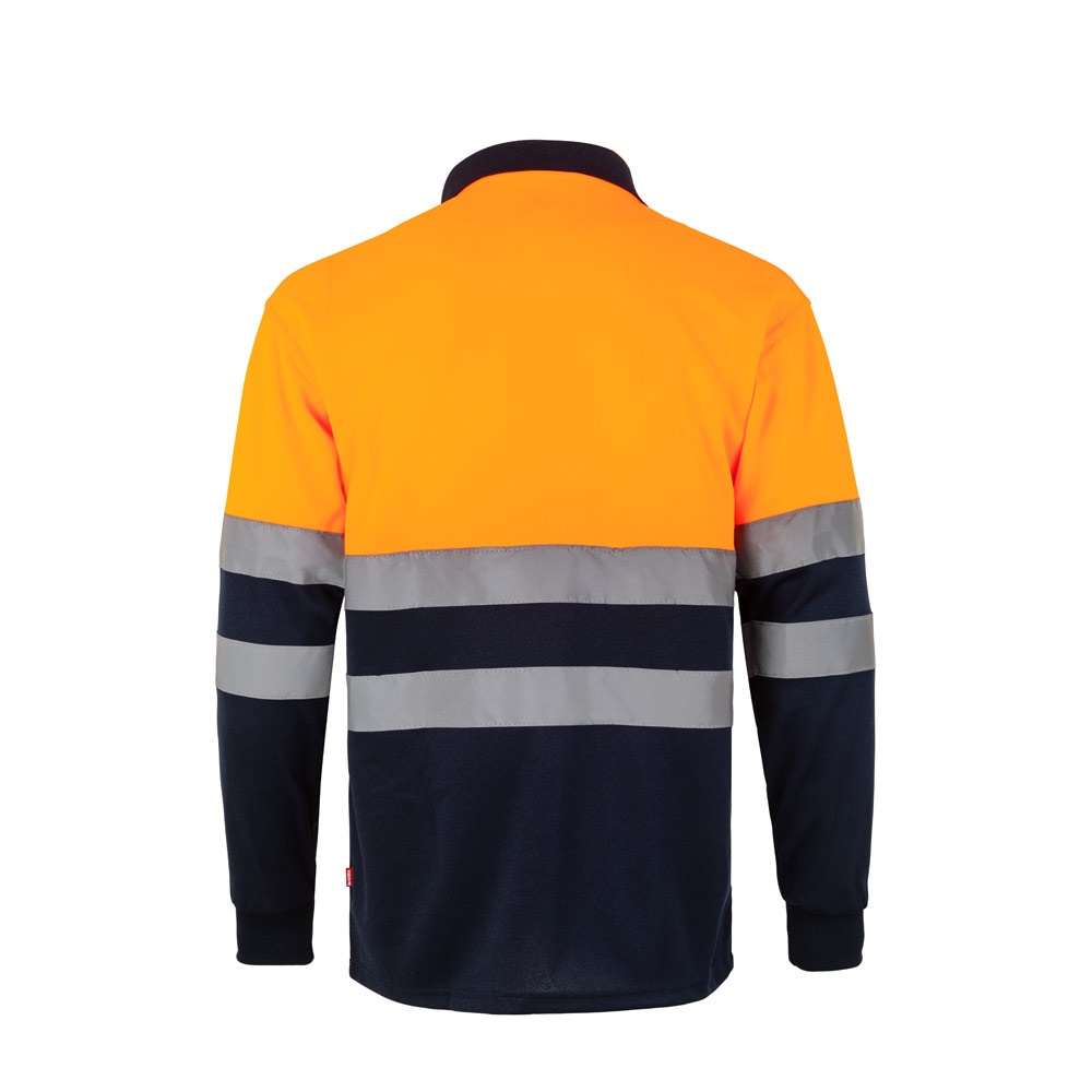 VL VULCAN LARGE. Polo bicolore (160g/m²) à manches longues, en polyester (100%)