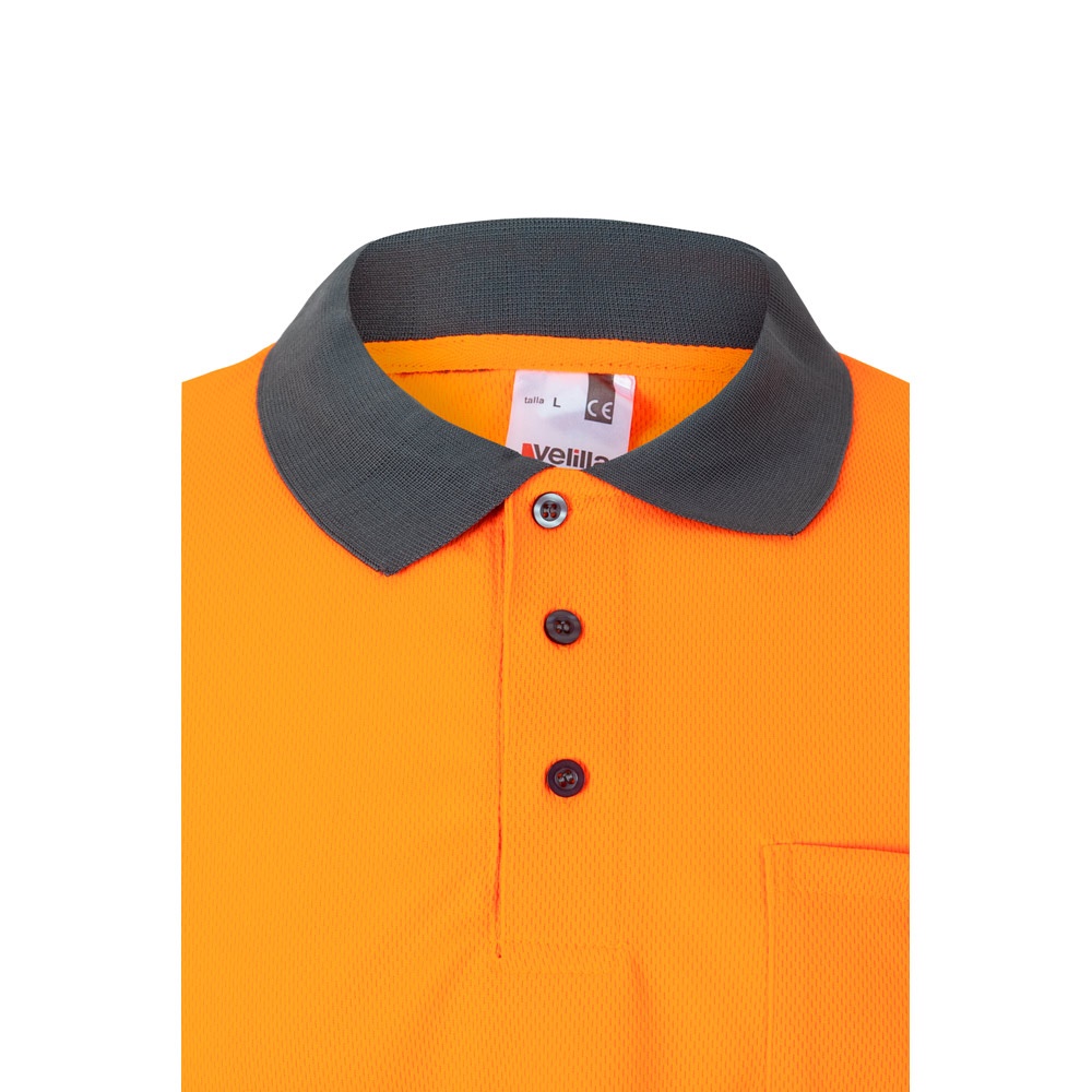 VL VULCAN LARGE. Polo bicolore (160g/m²) à manches longues, en polyester (100%)