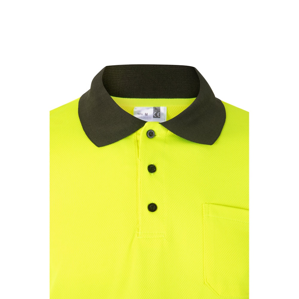 VL VULCAN LARGE. Polo bicolore (160g/m²) à manches longues, en polyester (100%)