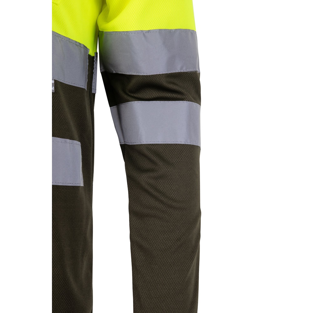 VL VULCAN LARGE. Polo bicolore (160g/m²) à manches longues, en polyester (100%)