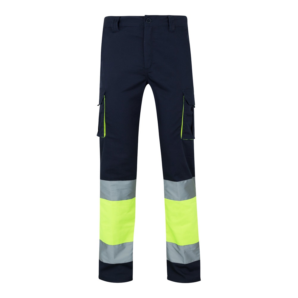 VL ZEUS. Calças stretch bicolor multibolsos (240g/m²), em algodão (46%), EME (38%) e poliéster (16%)