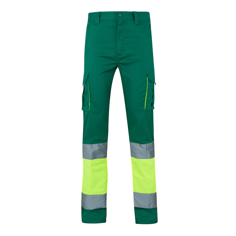 VL ZEUS. Calças stretch bicolor multibolsos (240g/m²), em algodão (46%), EME (38%) e poliéster (16%)