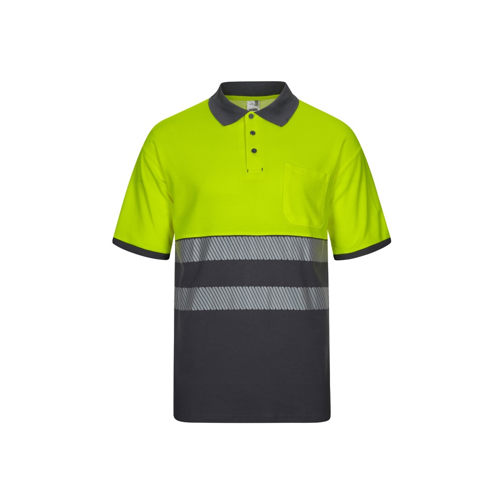 VL ACHELOUS. Polo bicolor piqué (150g/m²) de manga curta, em algodão (55%) e poliéster (45%)