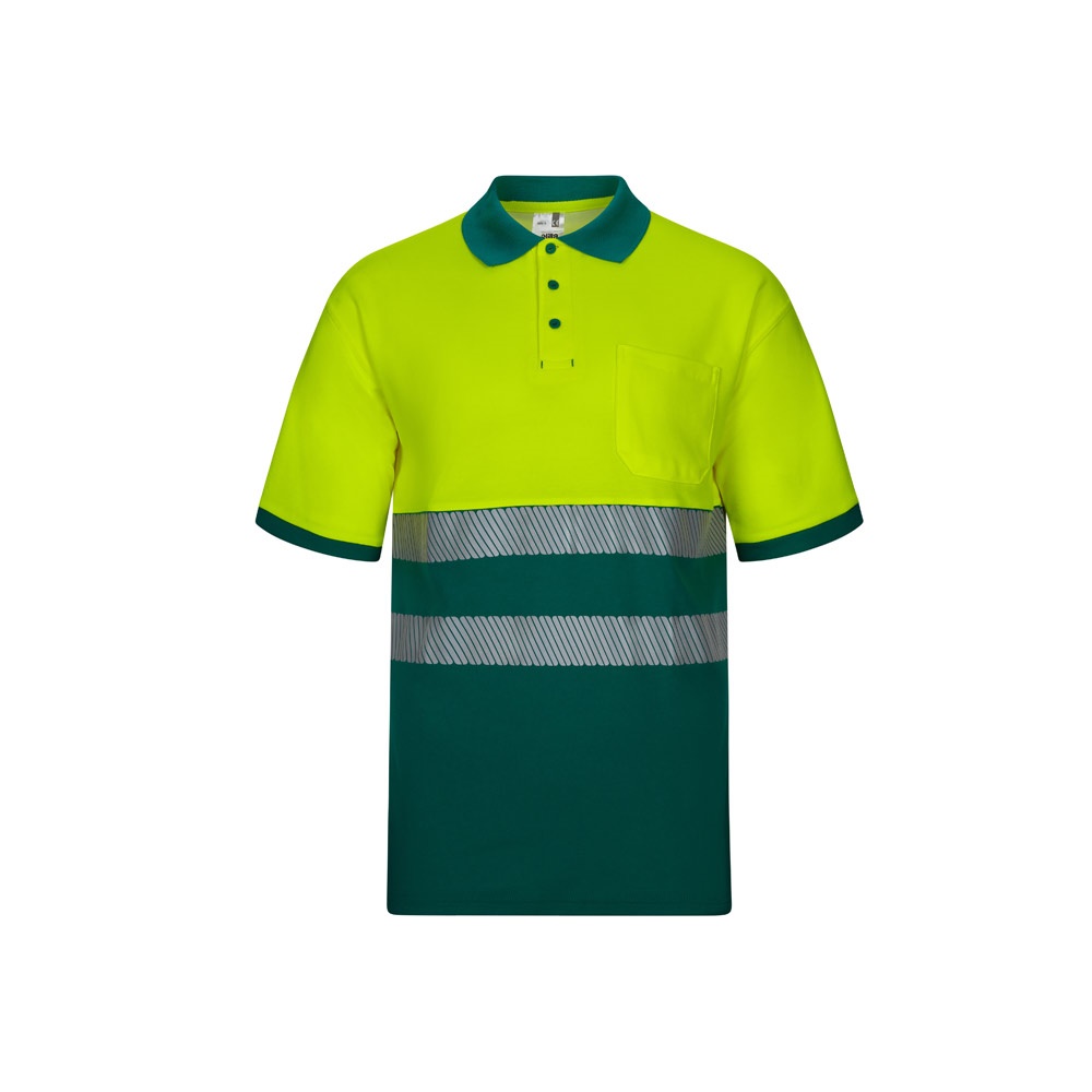 VL ACHELOUS. Polo bicolor piqué (150g/m²) de manga curta, em algodão (55%) e poliéster (45%)