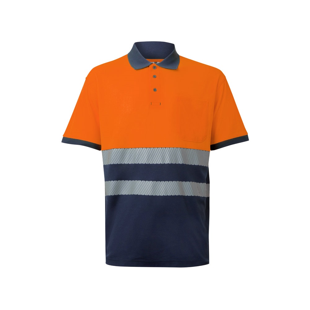VL ACHELOUS. Polo bicolor piqué (150g/m²) de manga curta, em algodão (55%) e poliéster (45%)