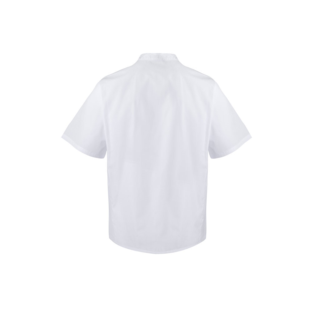 VL DURGA. Veste de cuisine à manches courtes en popeline (110g/m²), en coton (35%) et polyester (65%)
