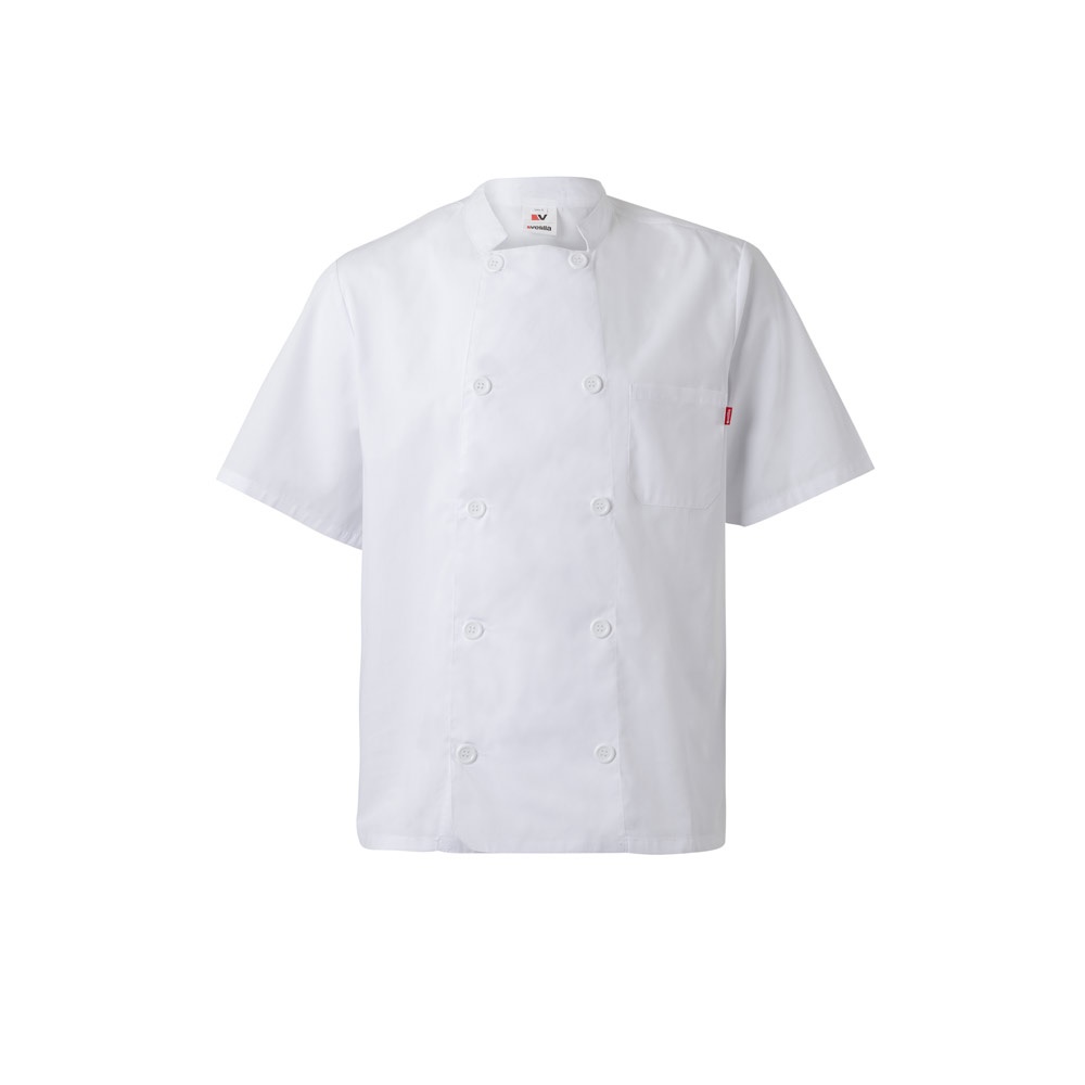 VL DURGA. Jaleca de cozinha de popelina (110g/m²) de manga curta, em algodão (35%) e poliéster (65%)