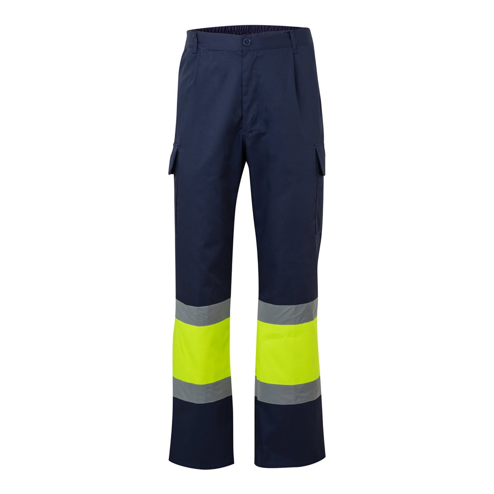 VL ARTEMIS. Calças bicolor, em sarja (190g/m²), em algodão (20%) e poliéster (80%)