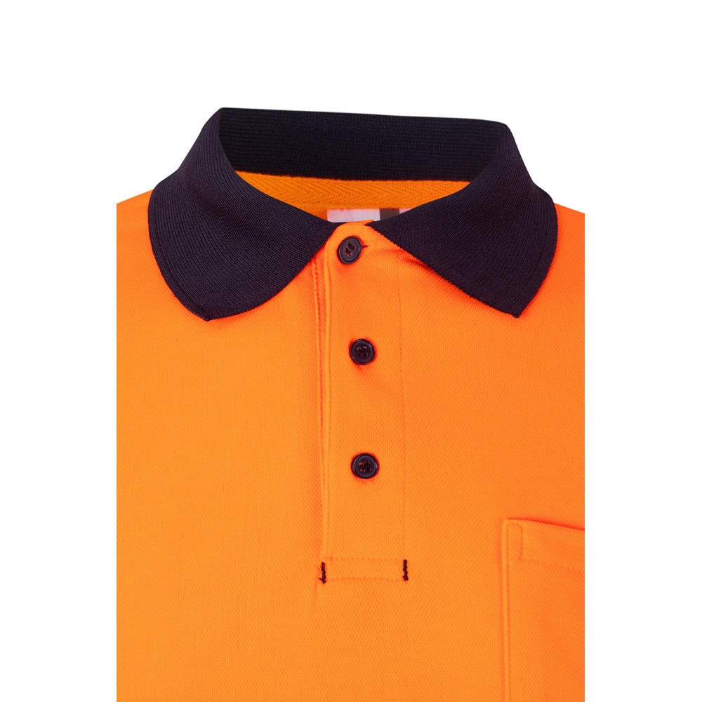 VL PLUTO. Polo piqué bicolore (150g/m²) à manches longues, en coton (55%) et polyester (45%)