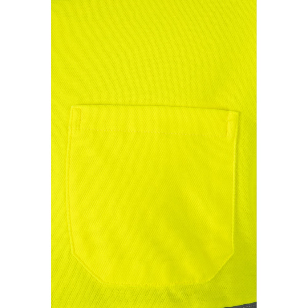 VL PLUTO LARGE. Polo piqué bicolore (150g/m²) à manches longues, en coton (55%) et polyester (45%)